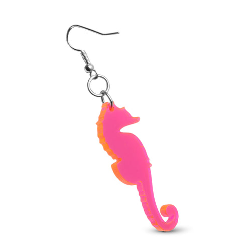 VINTAGE PlasticFactory™ Fluorescent Red Seahorse Earring