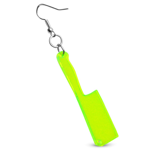 VINTAGE PlasticFactory™ Fluorescent Green Meat Cleaver Earring