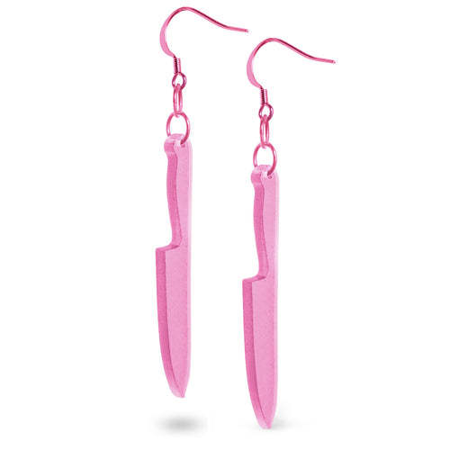 Transparent Pink Knife Earrings with Pink Hardware