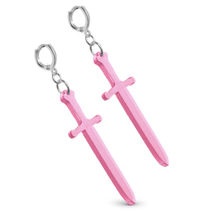 Mini Sword Earrings with Huggie Hardware